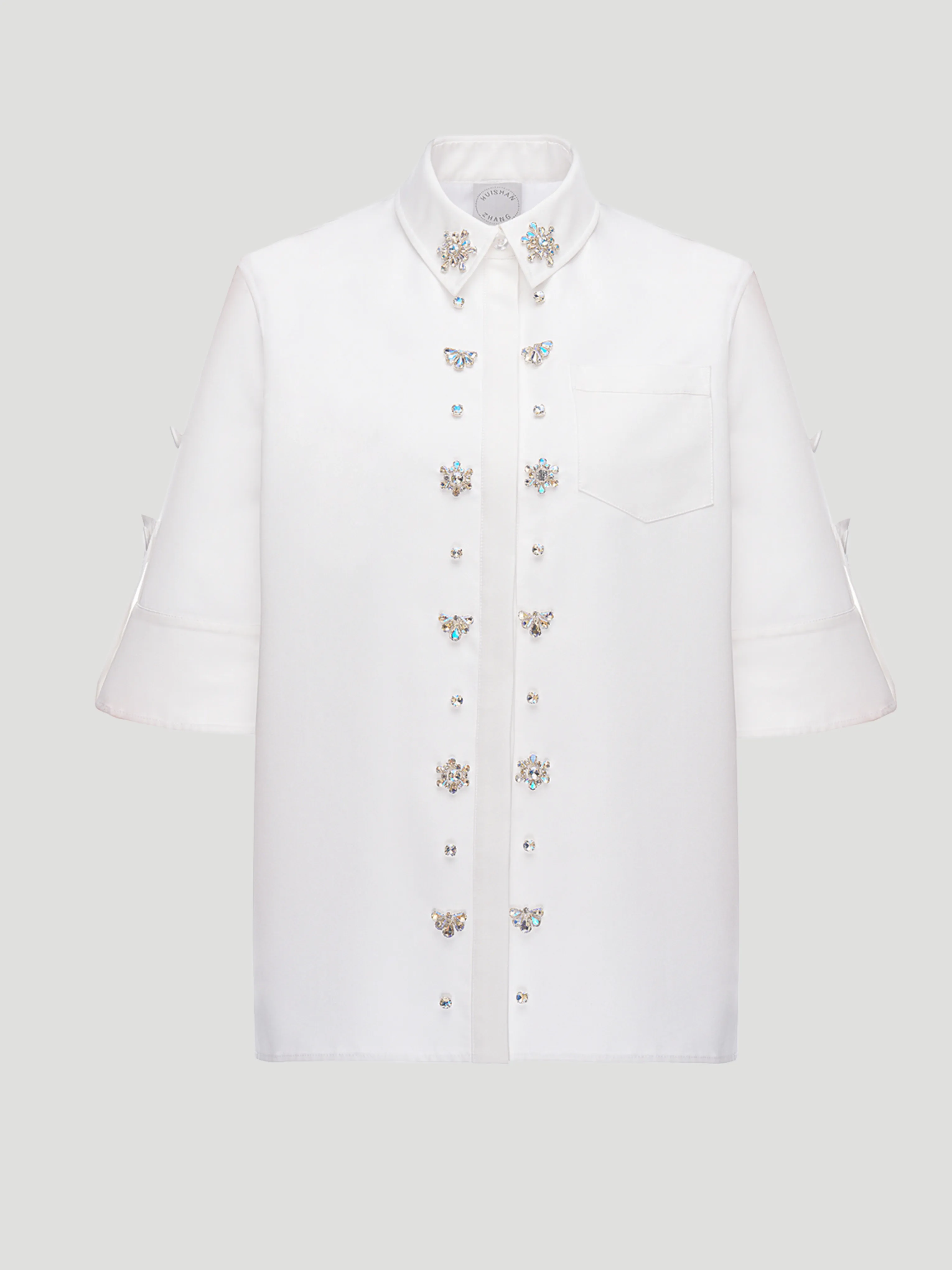 Fern Collared Half-Sleeve Embellished Shirt