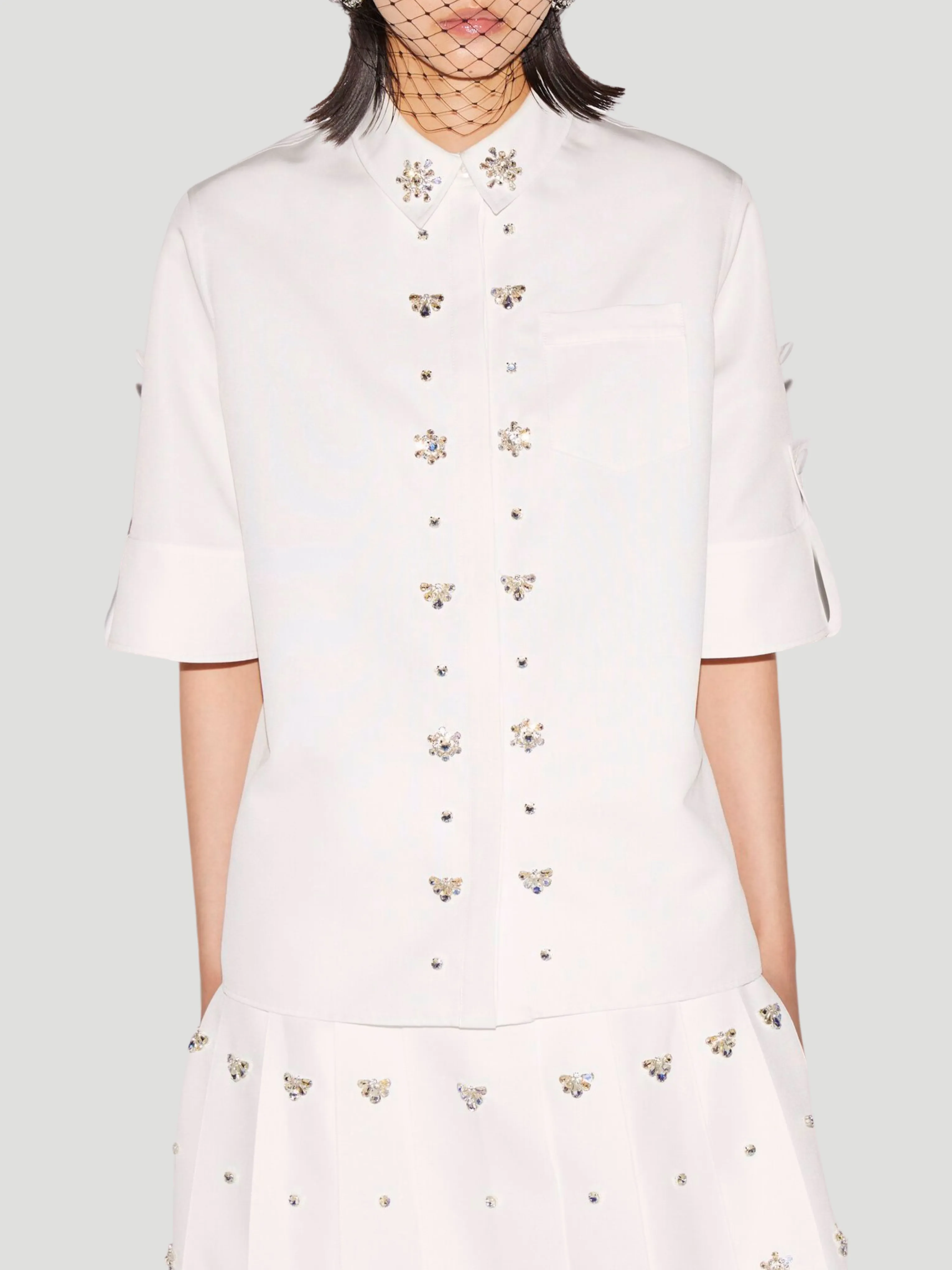 Fern Collared Half-Sleeve Embellished Shirt