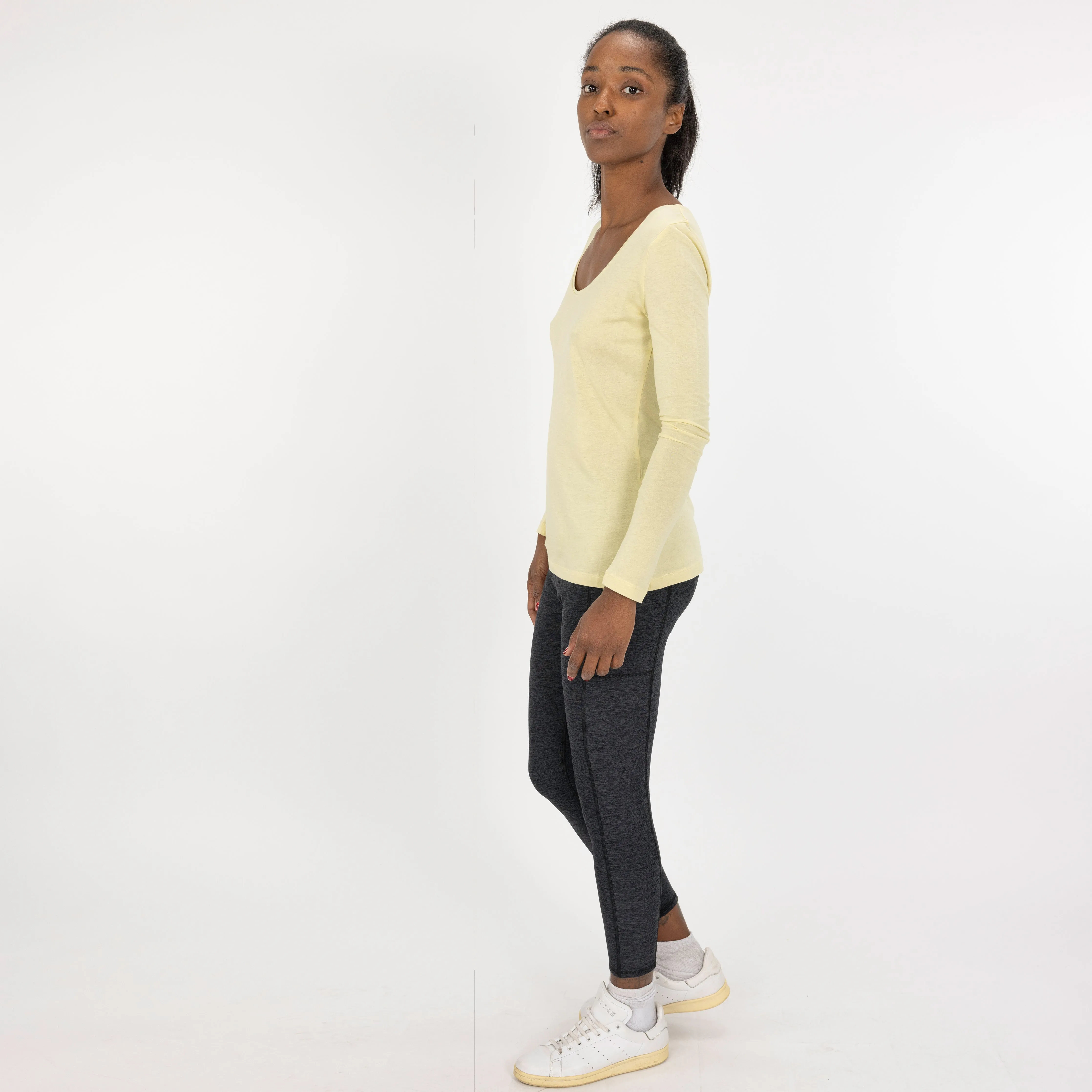 Fine Jersey Scoop Neck Long Sleeve - Dusty Yellow