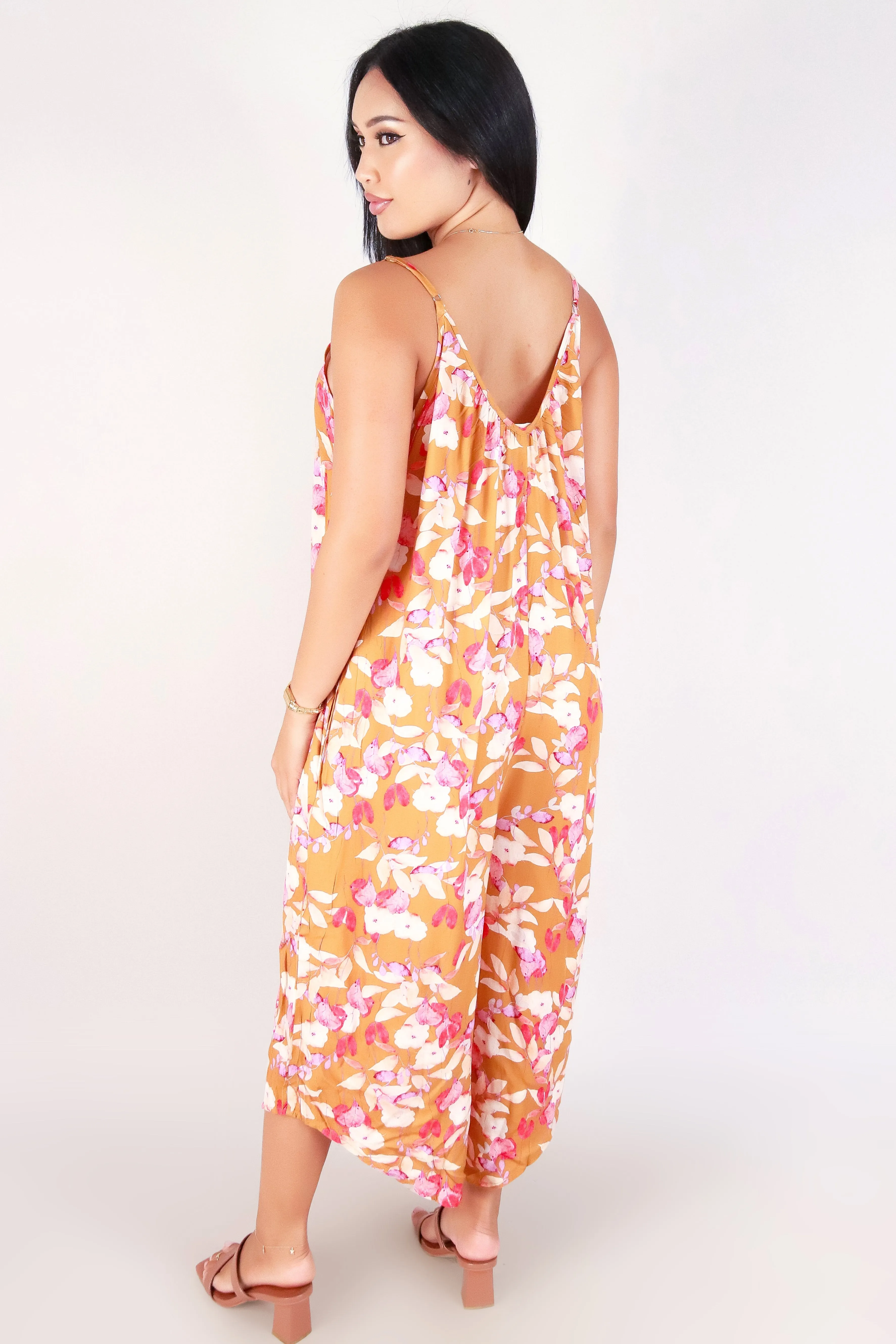 FLORAL NO WAIST JUMPSUIT