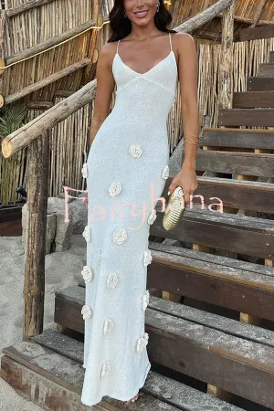Flowers for Every Occasion Crochet Back Lace-up Maxi Dress