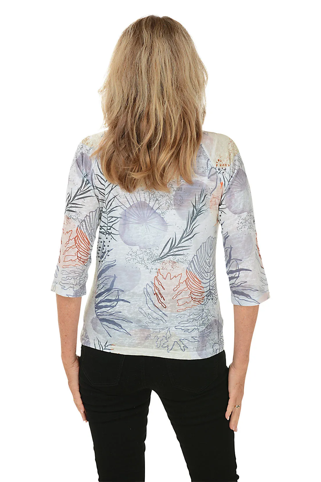 Forest Fossil Raglan Elbow Sleeve Top