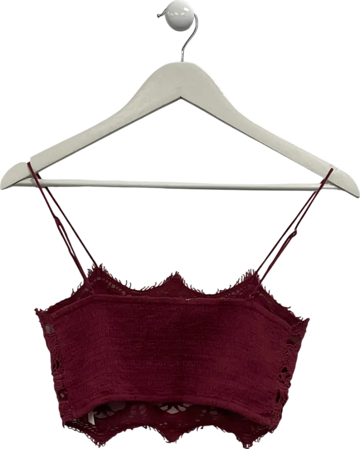 Free People Athena Scallop Crochet Bralette in Wine  UK S