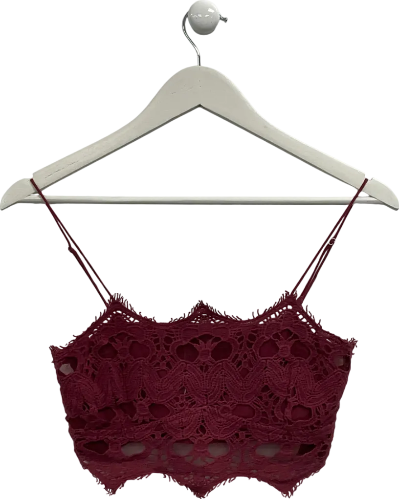 Free People Athena Scallop Crochet Bralette in Wine  UK S
