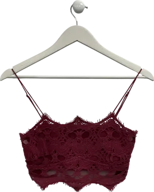 Free People Athena Scallop Crochet Bralette in Wine  UK S