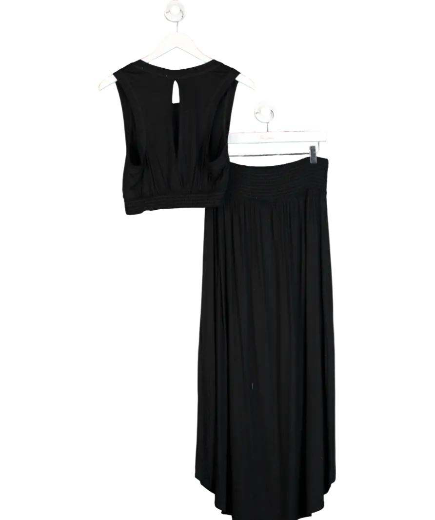 Free People Black Beach Sleeveless Top & Split Skirt Set UK L