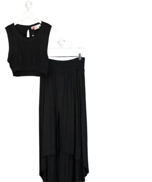 Free People Black Beach Sleeveless Top & Split Skirt Set UK L