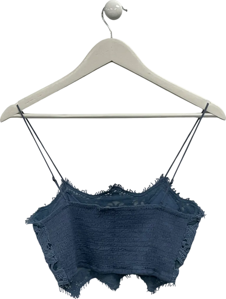 Free People Blue Athena Scallop Crochet Bralette UK M