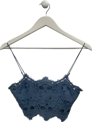 Free People Blue Athena Scallop Crochet Bralette UK M
