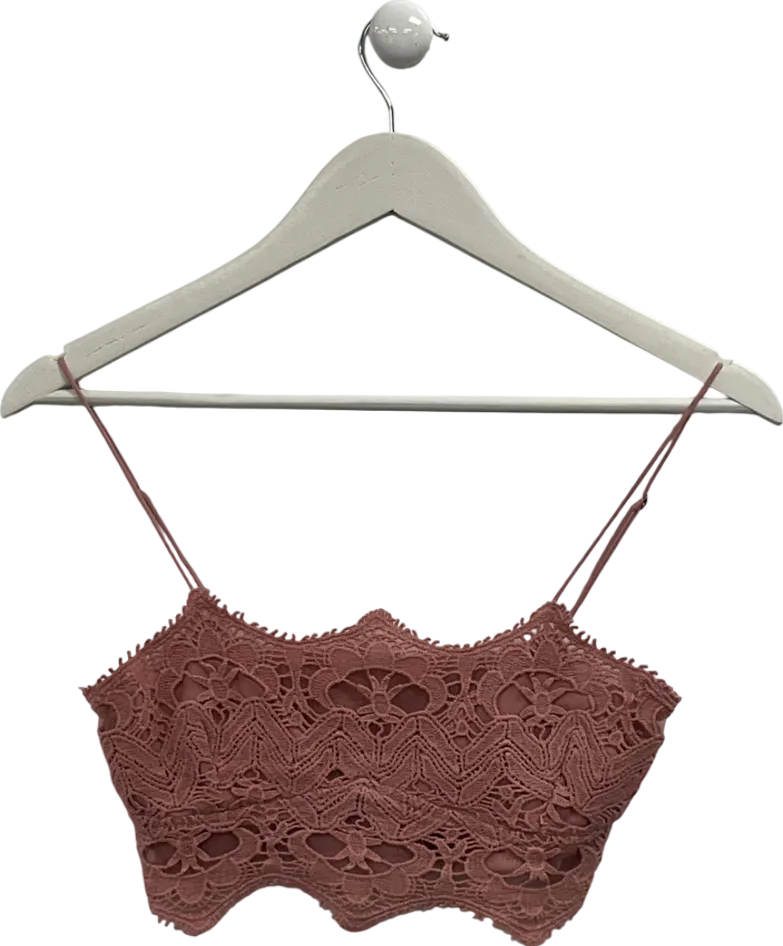 Free People Pink Athena Scallop Crochet Bralette UK XS