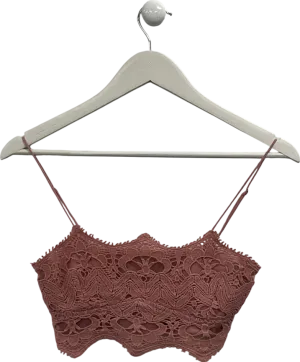 Free People Pink Athena Scallop Crochet Bralette UK XS