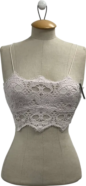 Free People Powder Pink Athena crochet Lace scallop Crop Top UK S