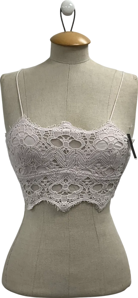 Free People Powder Pink Athena crochet Lace scallop Crop Top UK S