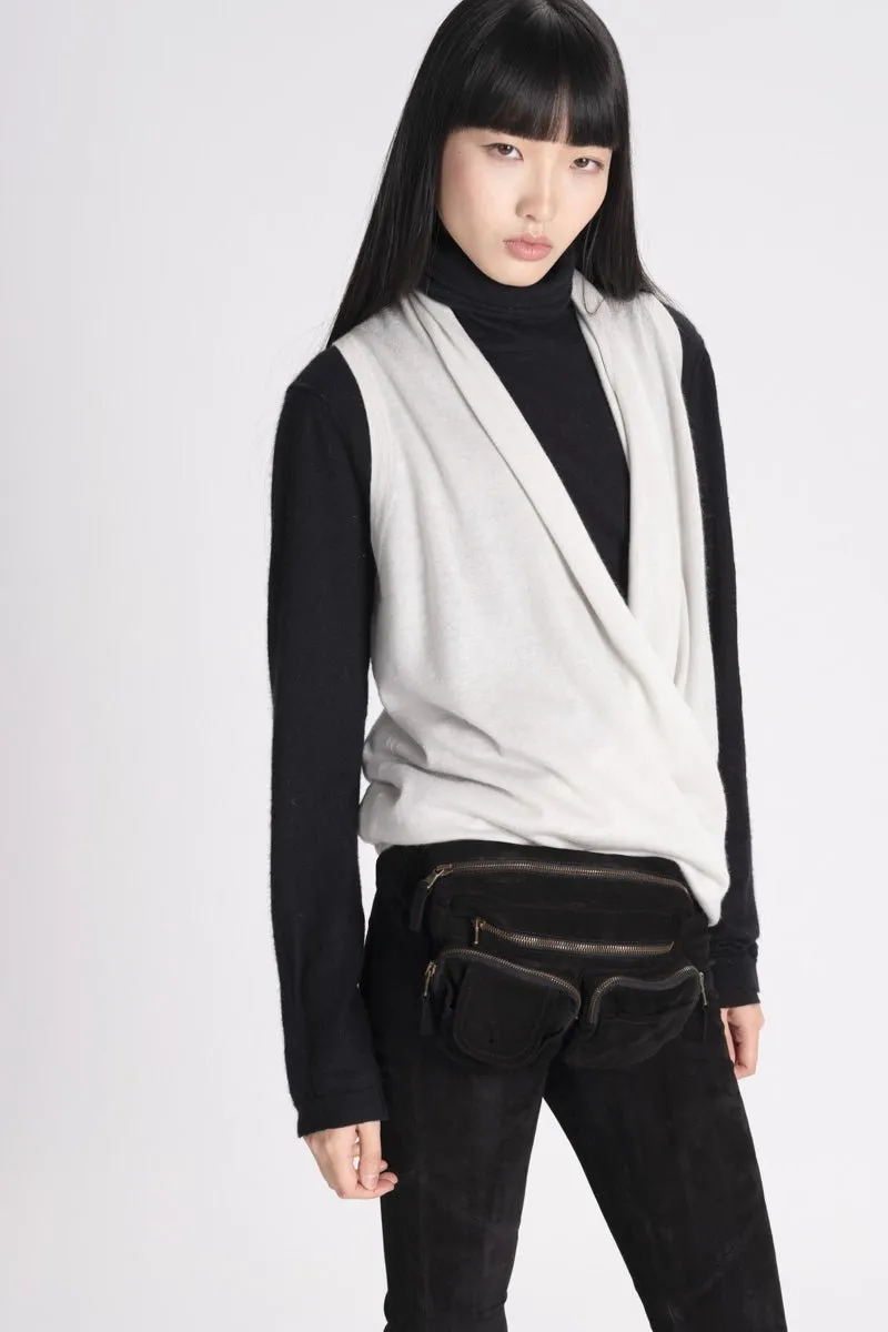 Frenckenberger Sleeveless Cross Front Cashmere Shirt