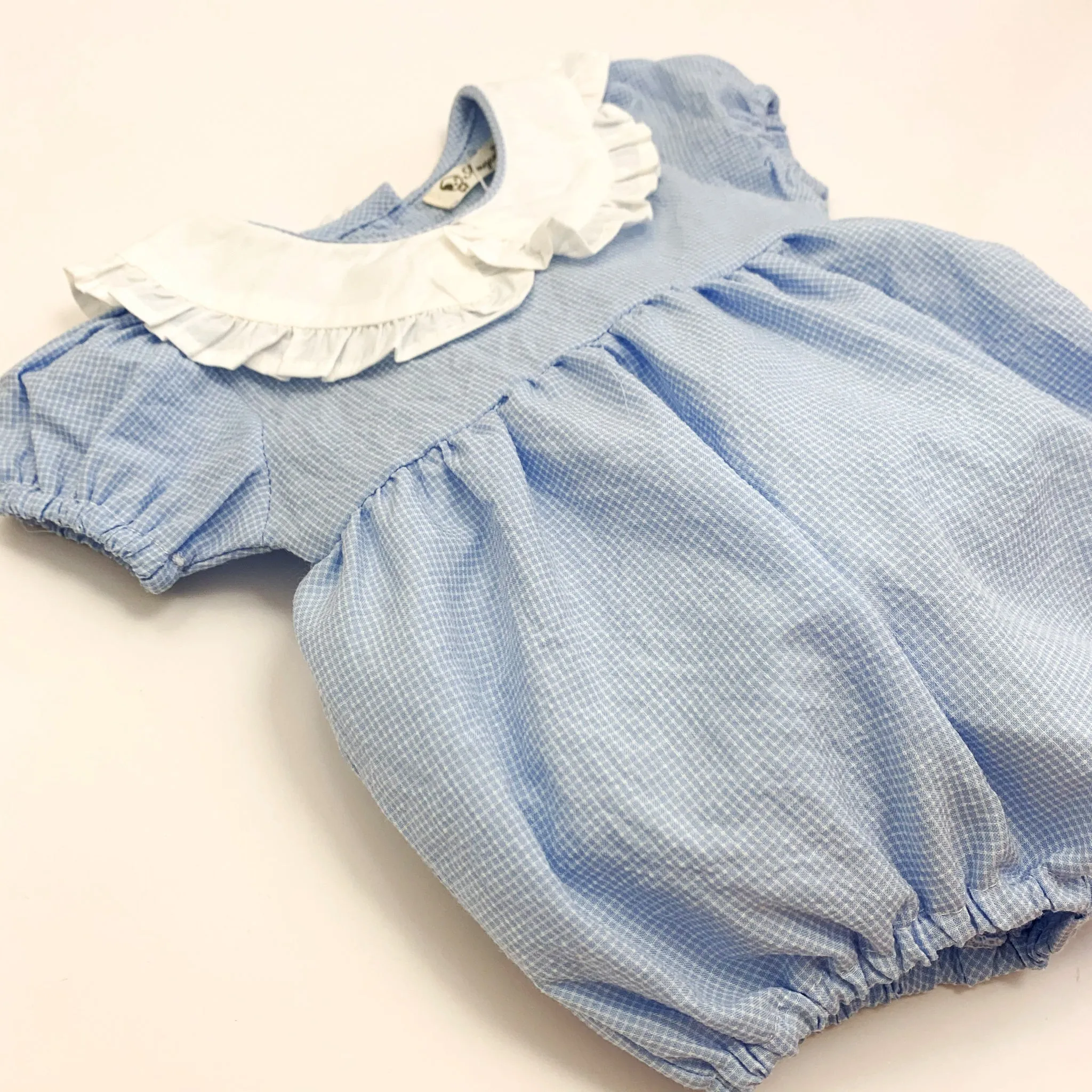 Frill Collar Romper with Headband-- Blue