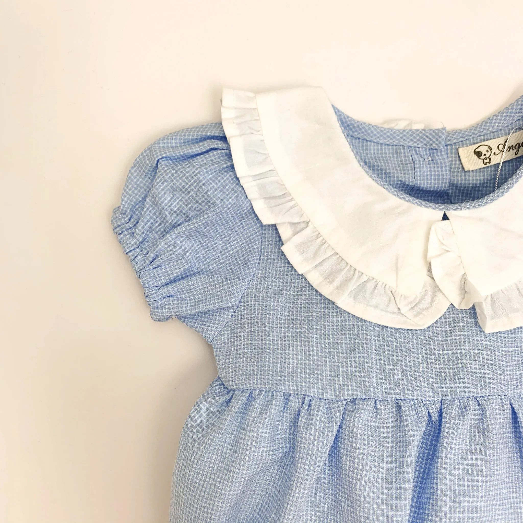 Frill Collar Romper with Headband-- Blue