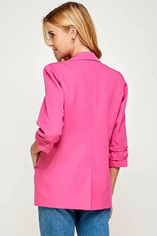 Fuchsia Folded Sleeves Blazer Jacket | FINAL SALE