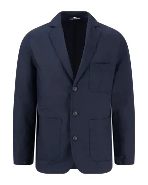 Fynch-Hatton Unconstructed Seersucker Navy Blazer