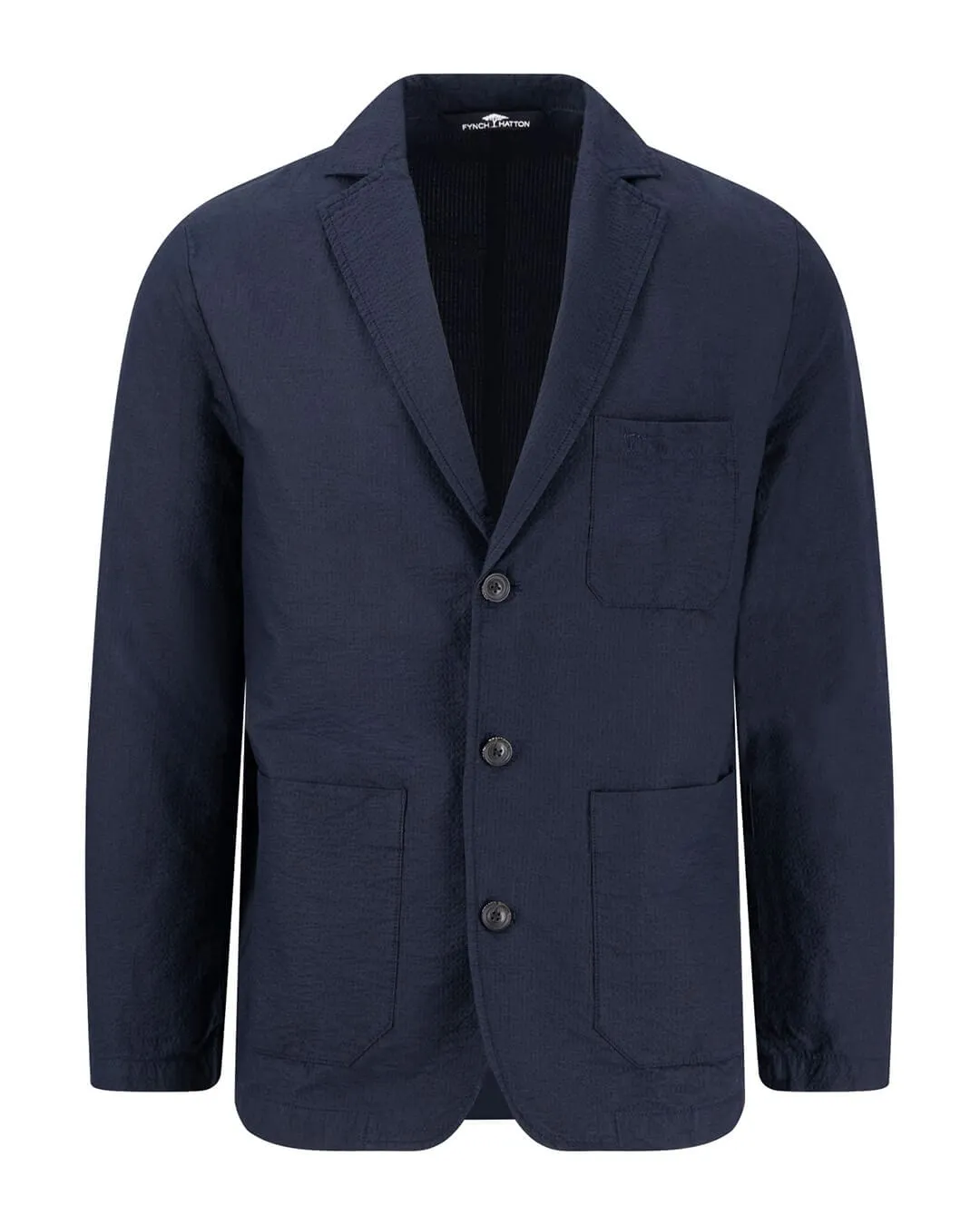 Fynch-Hatton Unconstructed Seersucker Navy Blazer