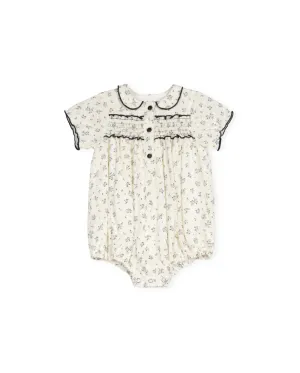Gauze Floral Collared Button Down Romper