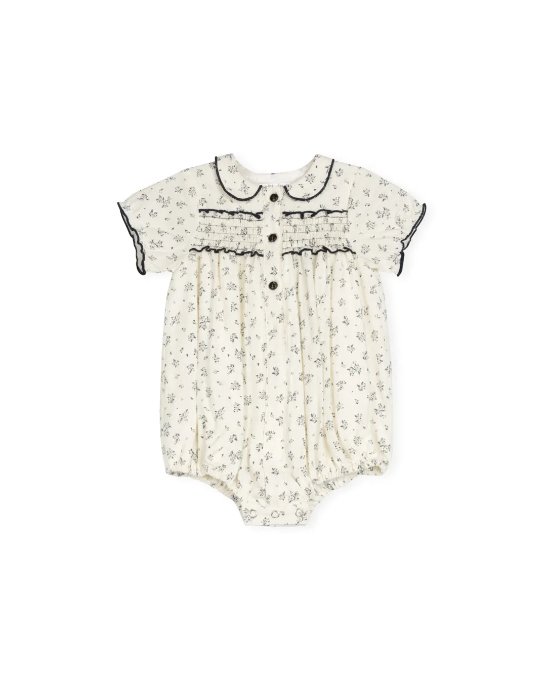 Gauze Floral Collared Button Down Romper