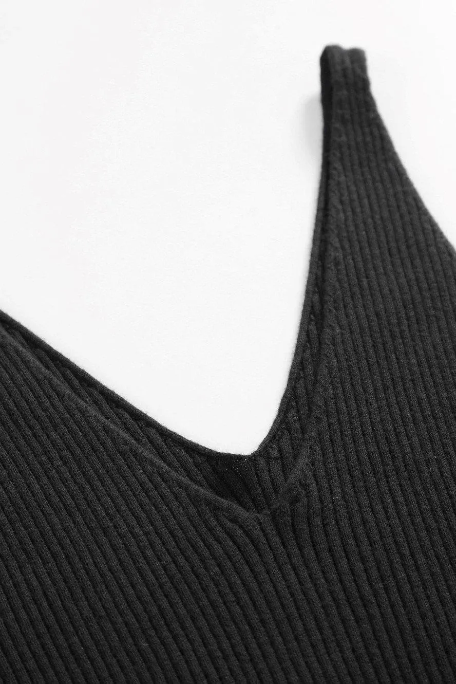 Gigi Ribbed Knit Tank Top - Black