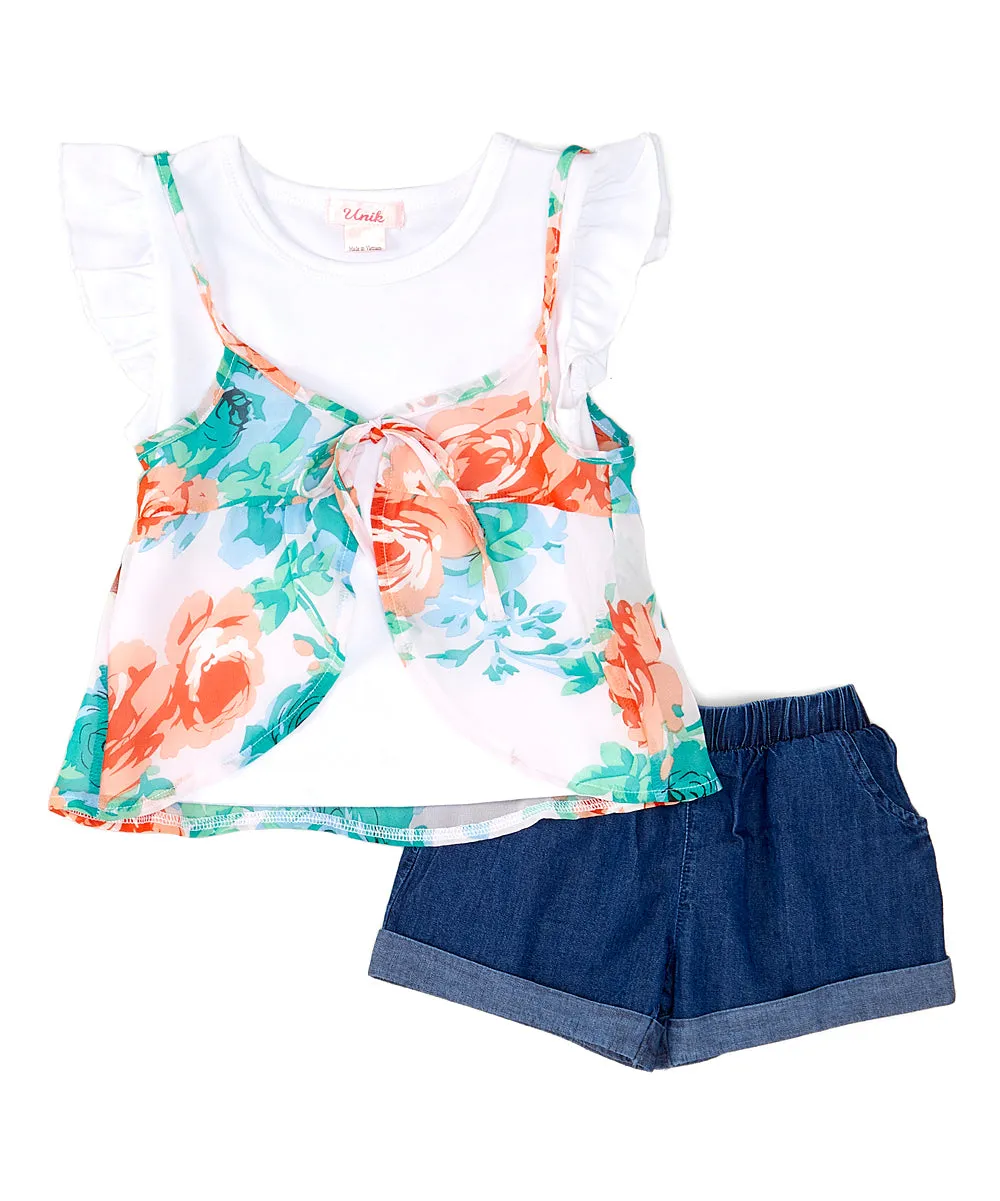 Girl Floral Chiffon Short Set 2-7