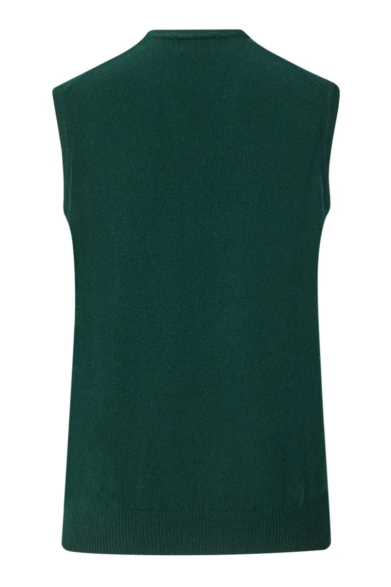 Green Lambswool V Neck Slipover