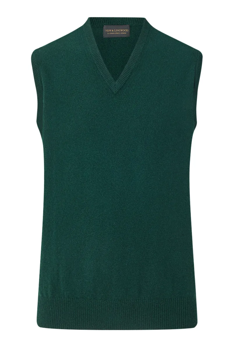 Green Lambswool V Neck Slipover