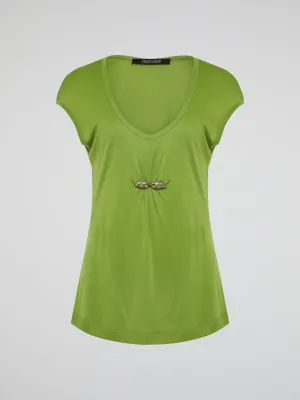 Green Scoop Neck Top