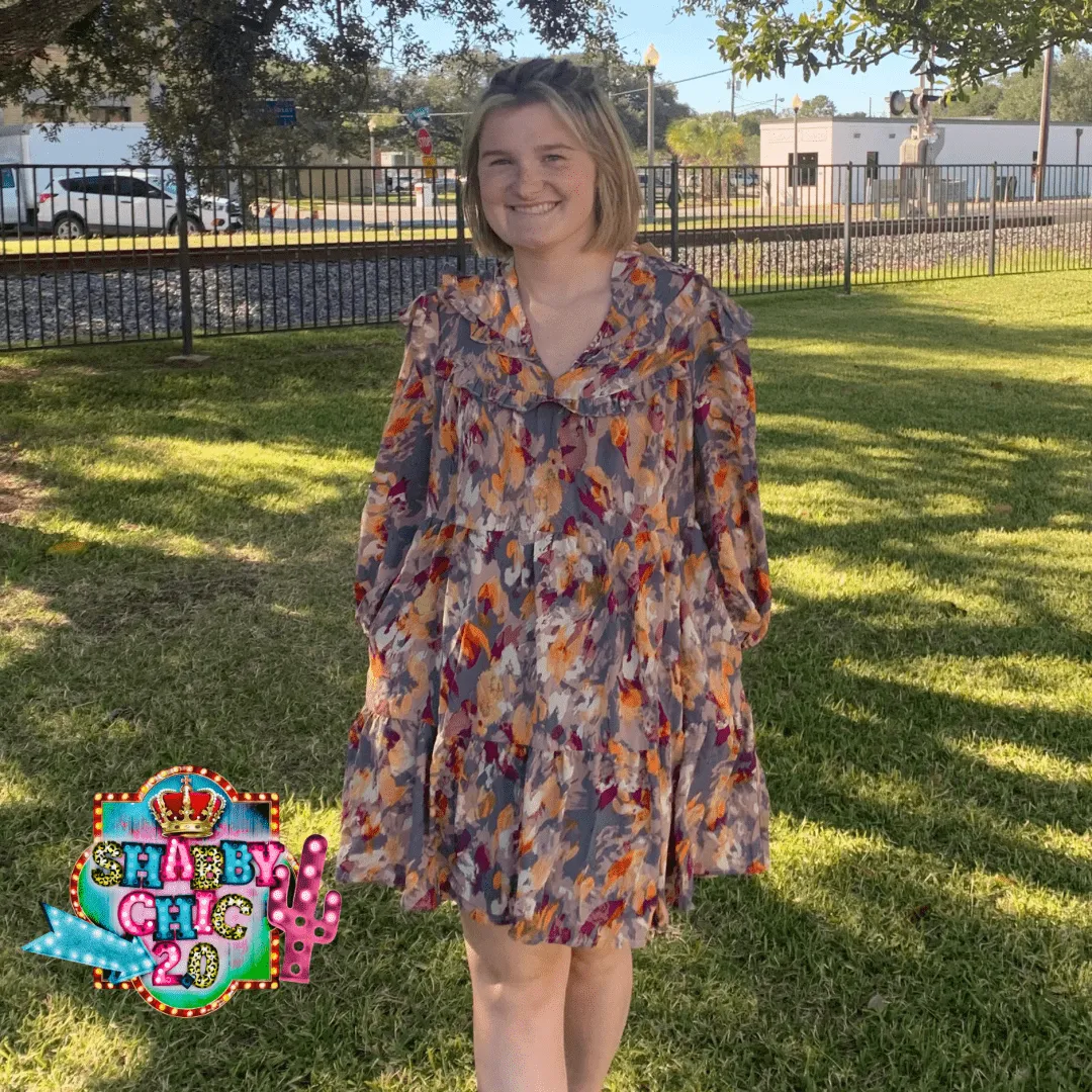Grey Floral Dress