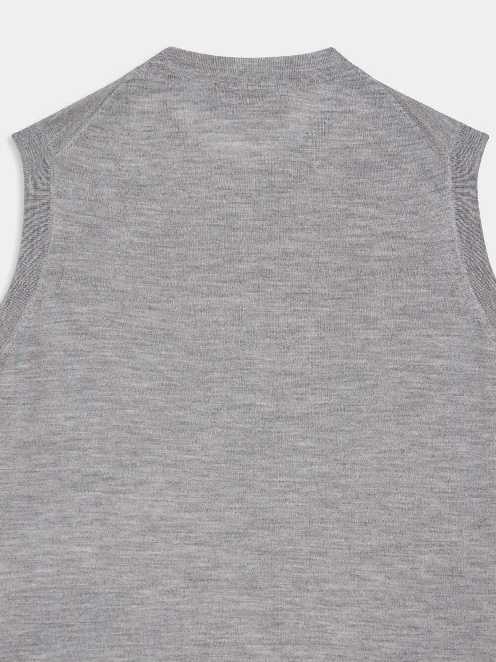 Grey Mélange Cashmere Silk Sleeveless Knit Top