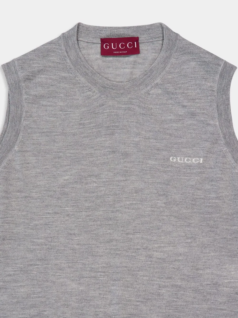 Grey Mélange Cashmere Silk Sleeveless Knit Top