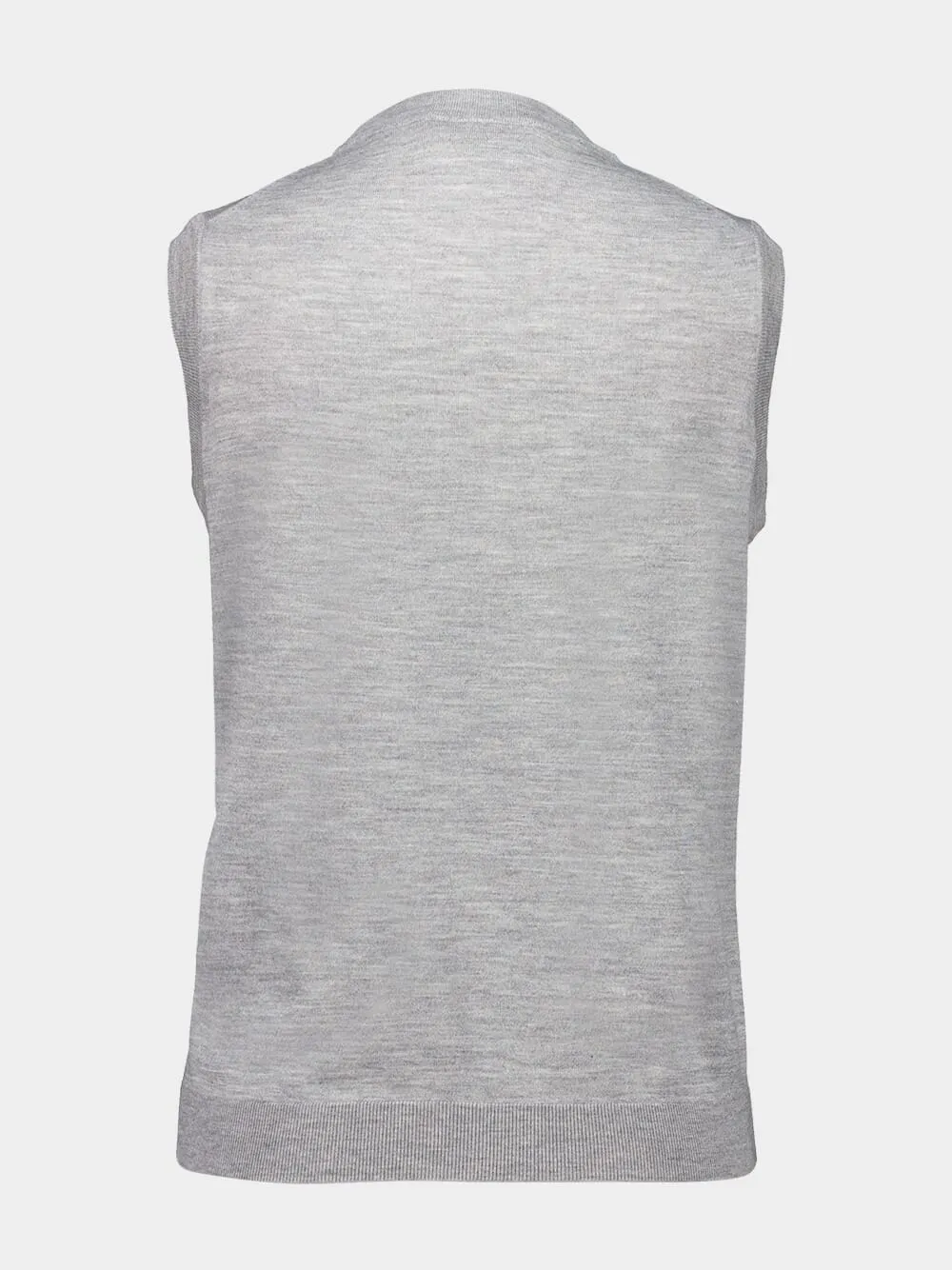 Grey Mélange Cashmere Silk Sleeveless Knit Top