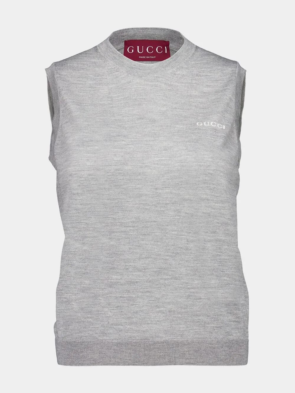 Grey Mélange Cashmere Silk Sleeveless Knit Top