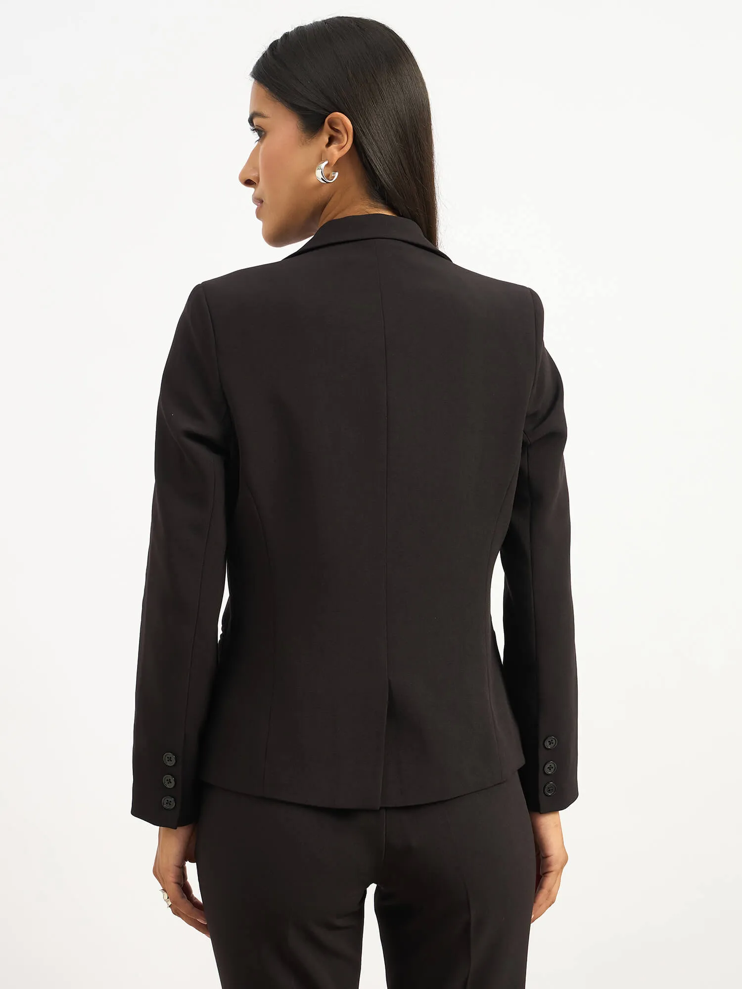 Gritty Single Breasted Blazer-Jet Black