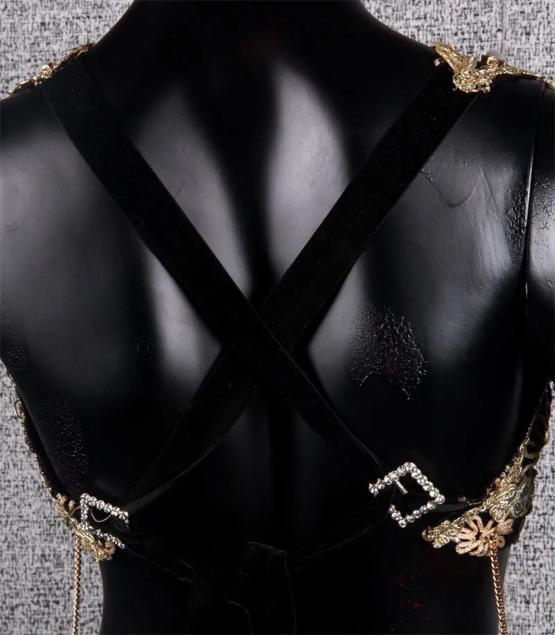 Halter Top Black/White/Gold WS