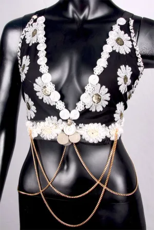 Halter Top Black/White/Gold WS
