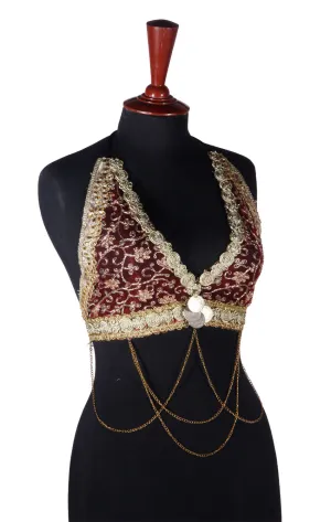 Halter Top Burgundy Gold
