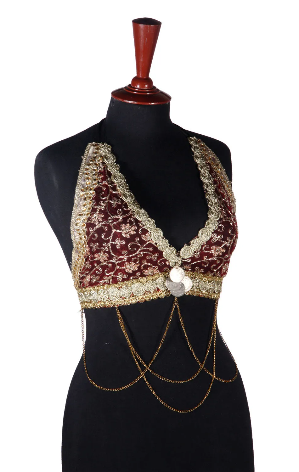 Halter Top Burgundy Gold
