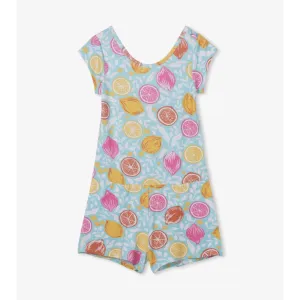 Hatley Pink Lemonade Faux Dress Romper - Aruba Blue