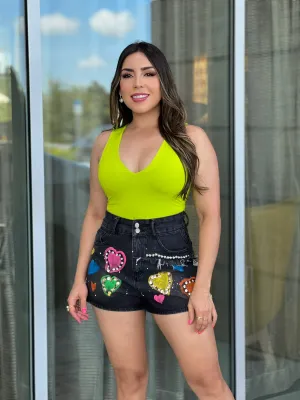 Heart Denim Shorts