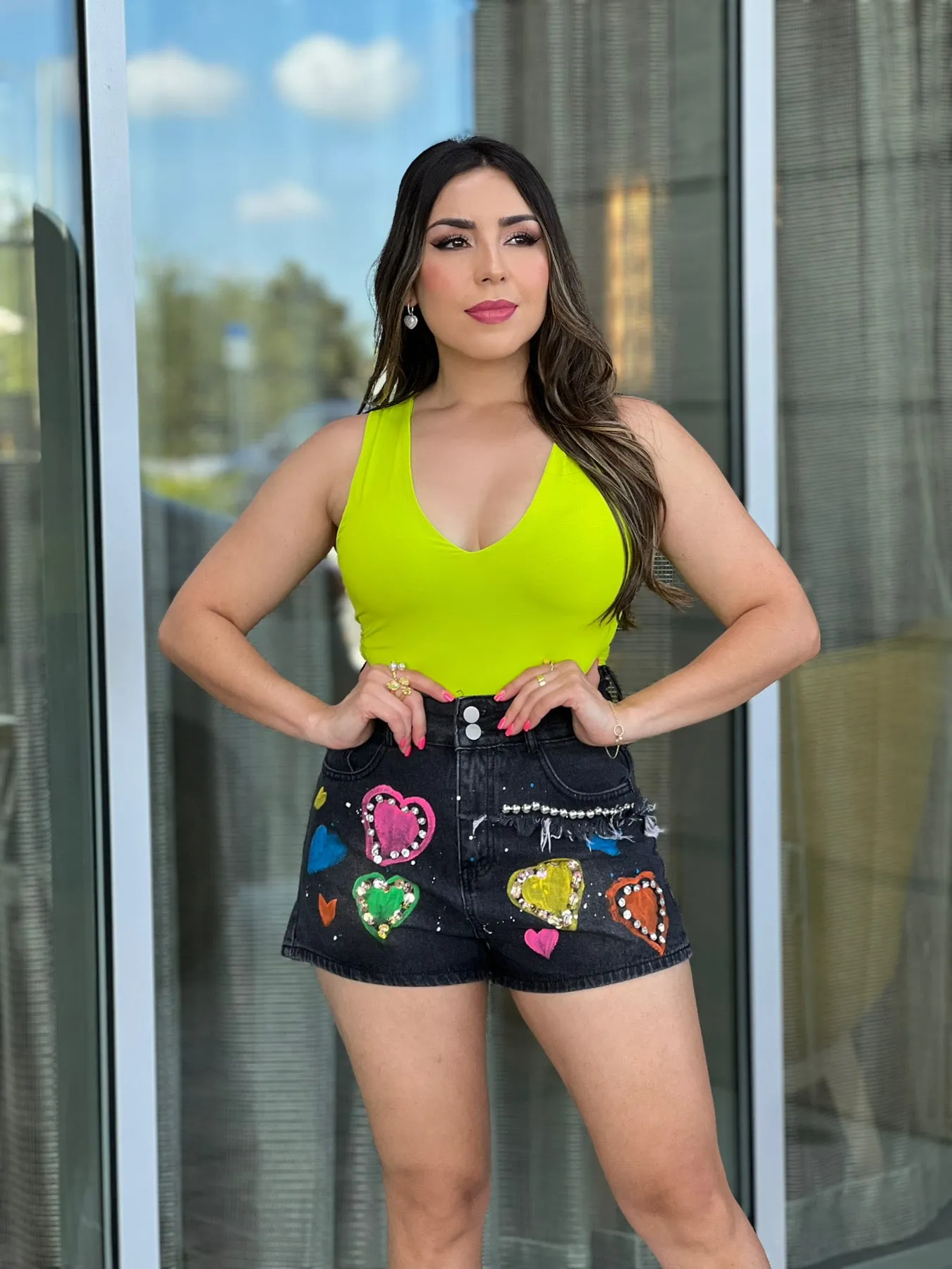 Heart Denim Shorts