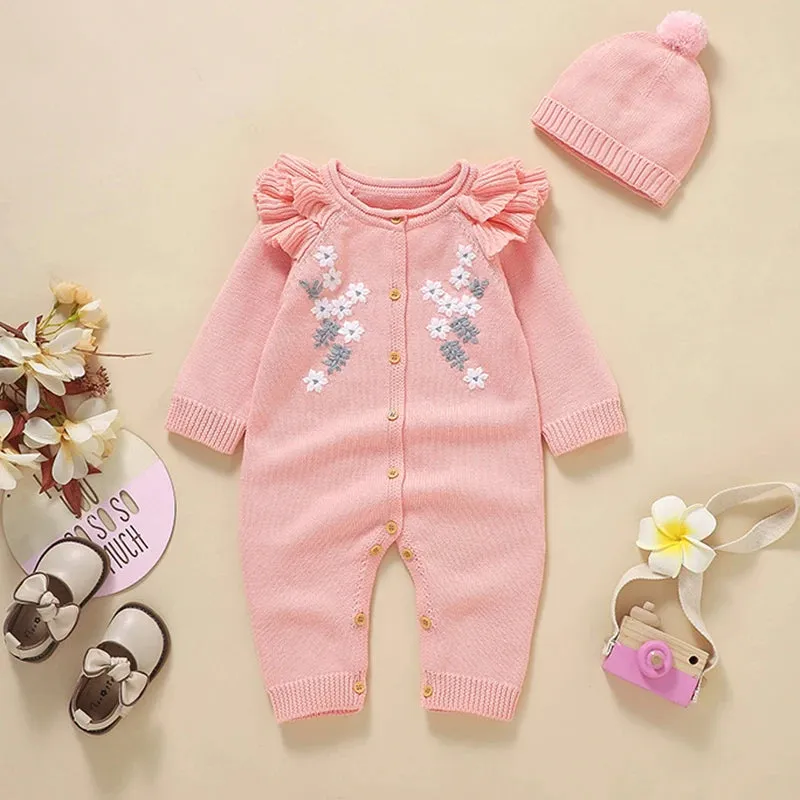 Heart-Shaped Sleeveless Knit Romper for Babies