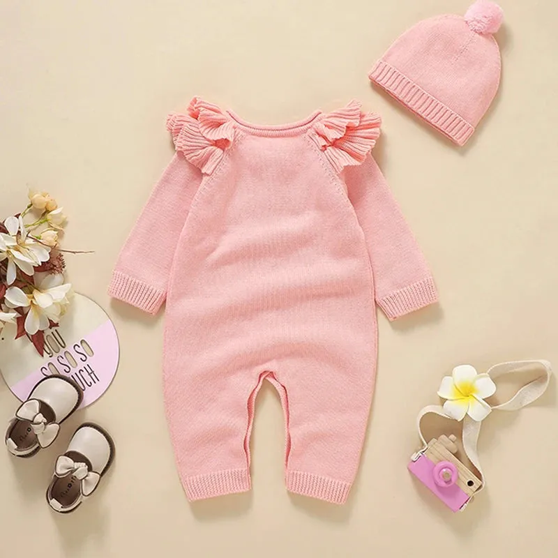 Heart-Shaped Sleeveless Knit Romper for Babies