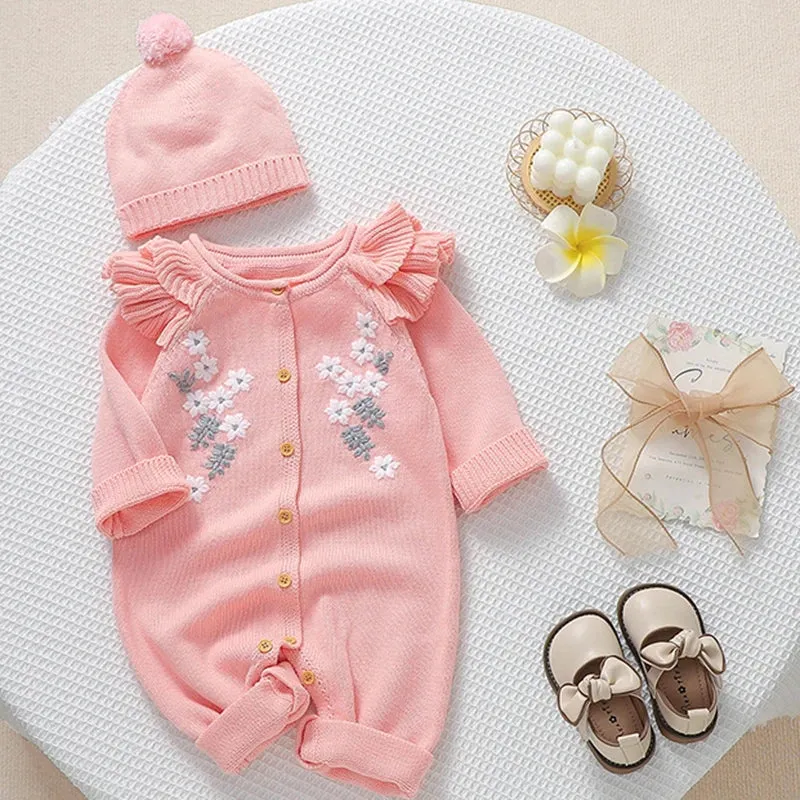 Heart-Shaped Sleeveless Knit Romper for Babies