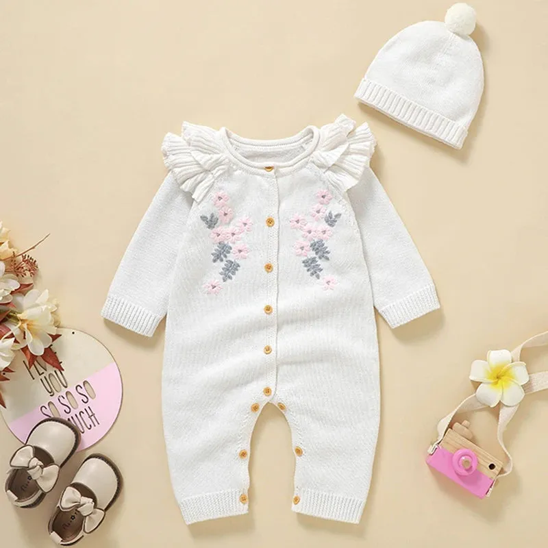 Heart-Shaped Sleeveless Knit Romper for Babies