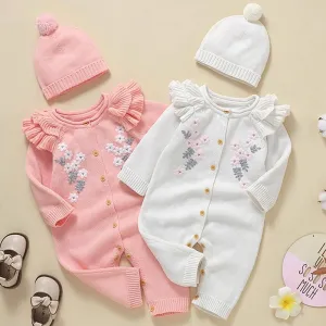 Heart-Shaped Sleeveless Knit Romper for Babies