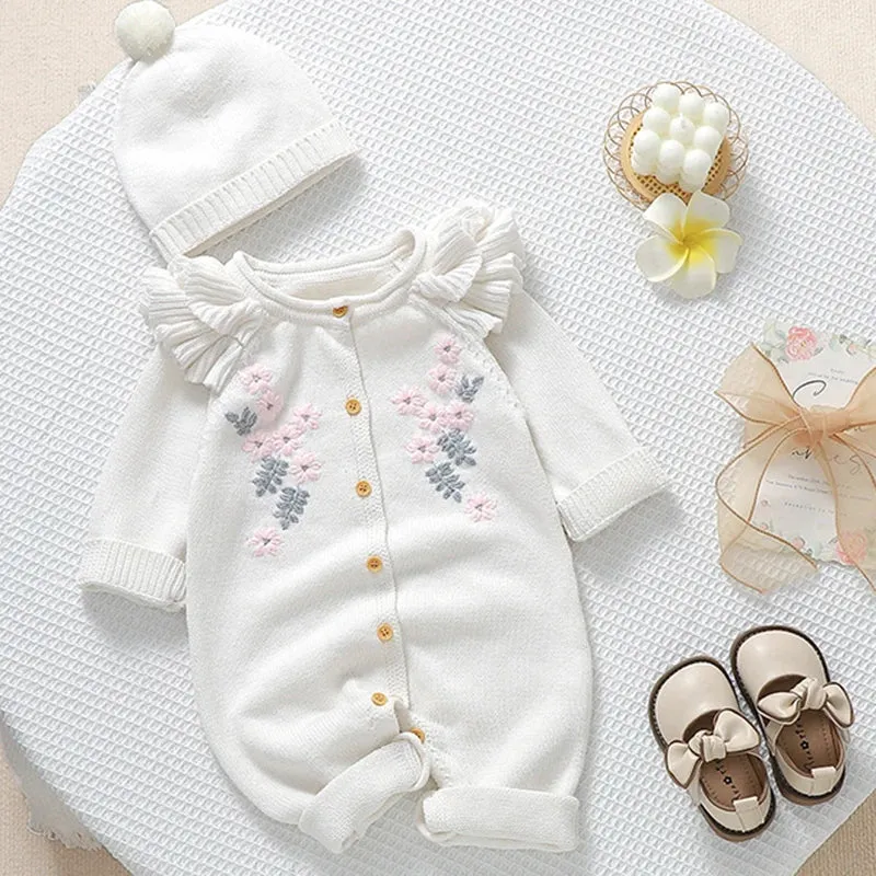 Heart-Shaped Sleeveless Knit Romper for Babies