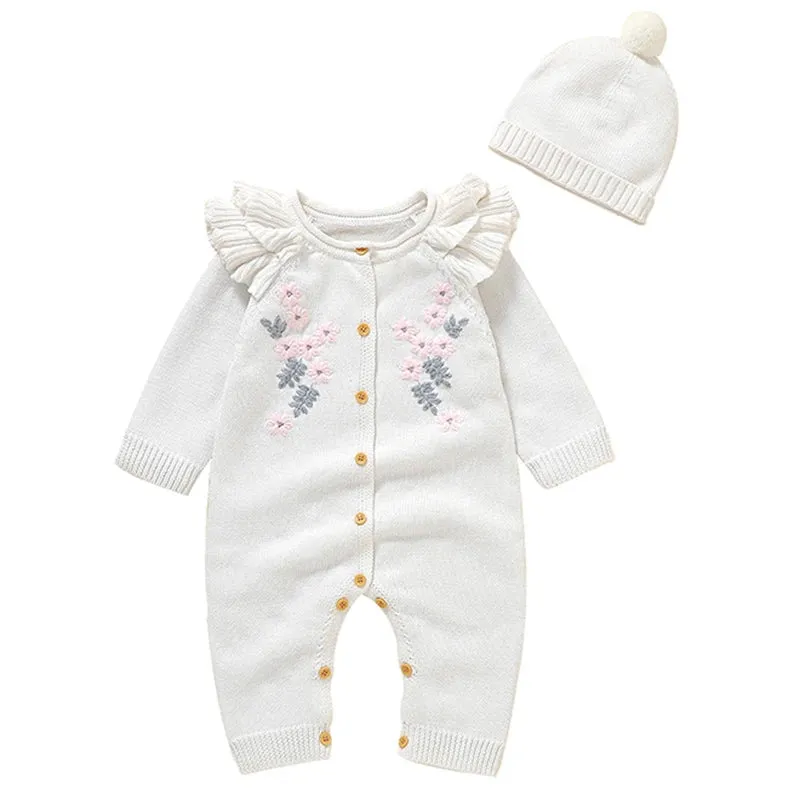 Heart-Shaped Sleeveless Knit Romper for Babies
